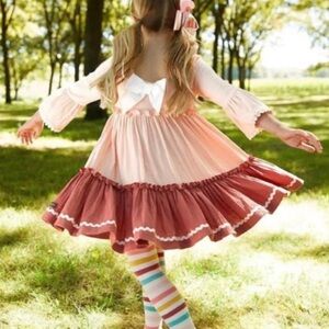 Matilda Jane Forever and Ever Pink Ruffle Girls Dress Sz 2 Boho Whimsical